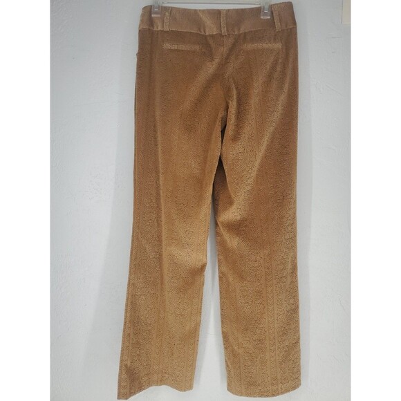 Tan Velvet Velour Floral Etched Straight Leg Pants Supply & Demand Size 4 - Picture 5 of 10